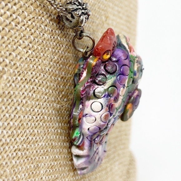 Colorful Handmade Artisan Fish Pendant - Picture 4 of 8